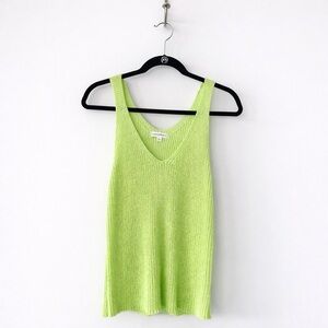 VICI Neon Lime Knit Tank Top V Neck | Size Small | Like New